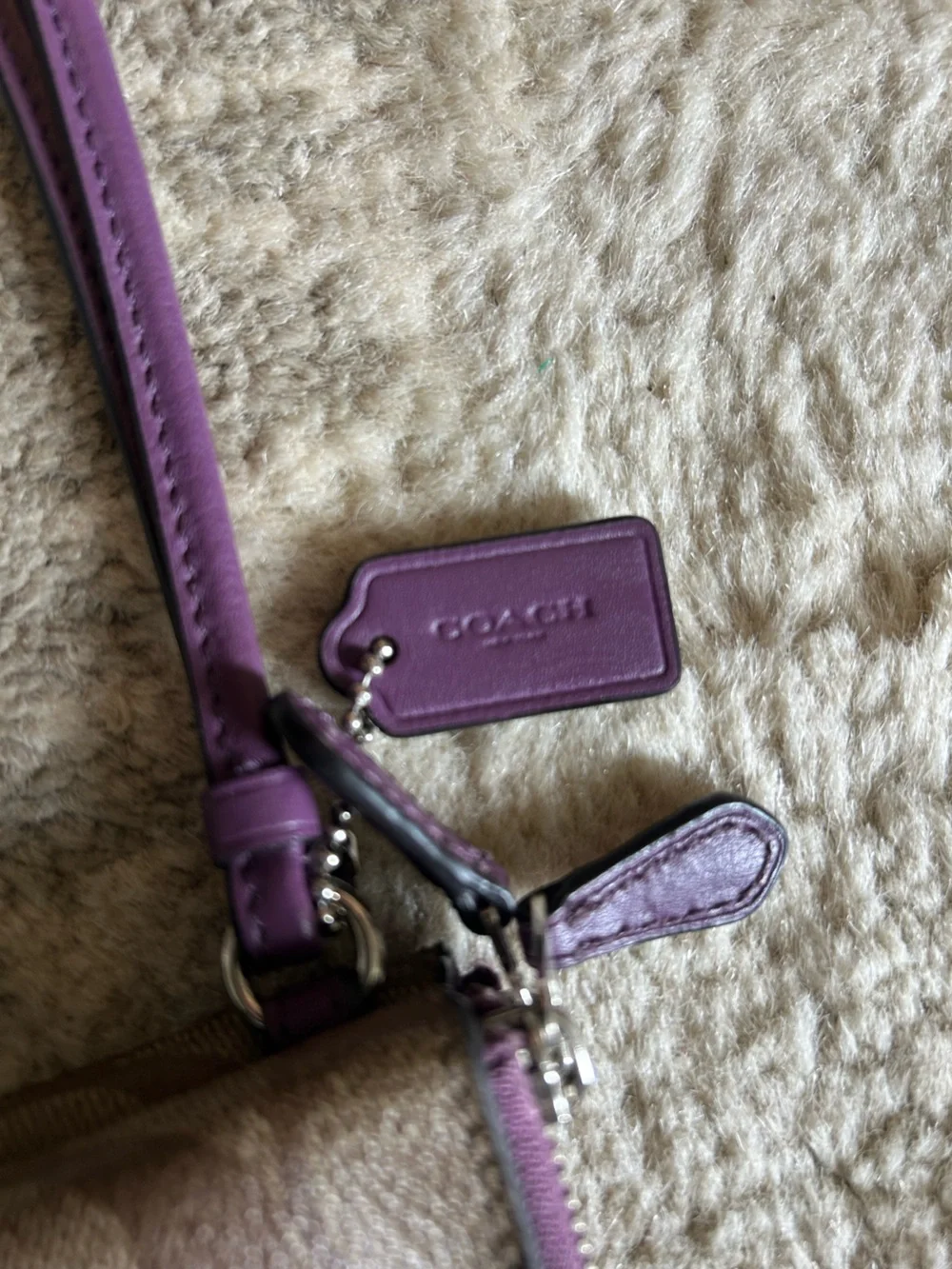 Coach Signature Logo Double Zip Wristlet Brown Purple EUC!